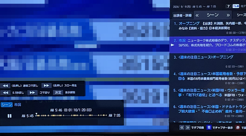 2024年、Facebookで「これって今どきは標準機能？」と質問したときの「Newsモーニングサテライト」の画面。ニューヨーク株式相場、米国雇用統計、米国FRB、トランプ大統領……と話題ごとに区切られている