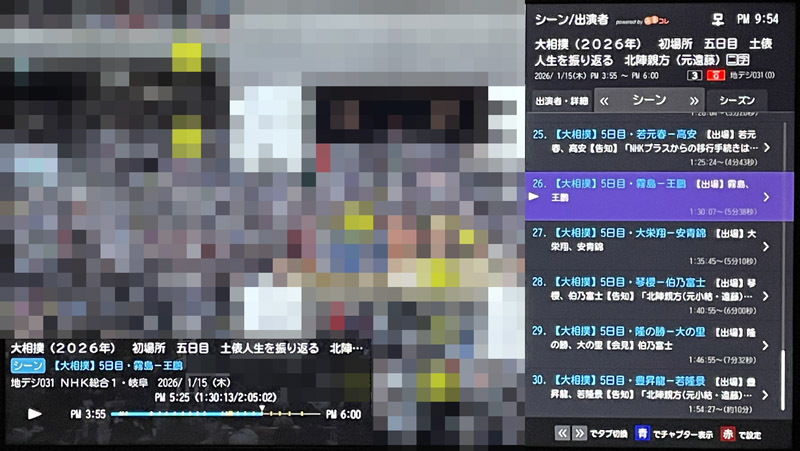 大相撲中継も取り組みごとに区切られていて超時短で視聴できる