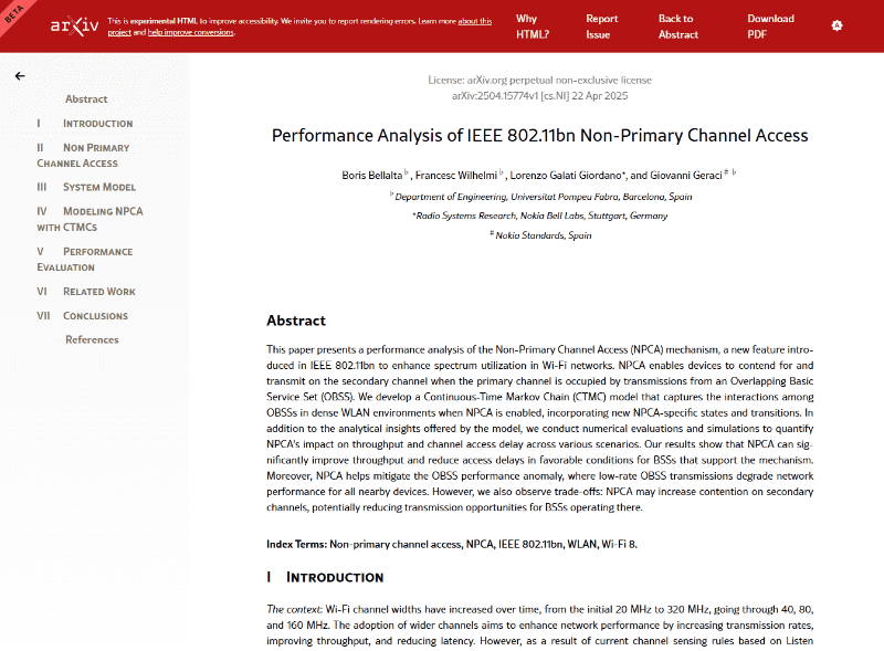<a href="https://arxiv.org/html/2504.15774v1" class="strong bn" target="_blank">Performance Analysis of IEEE 802.11bn Non-Primary Channel Access</a>