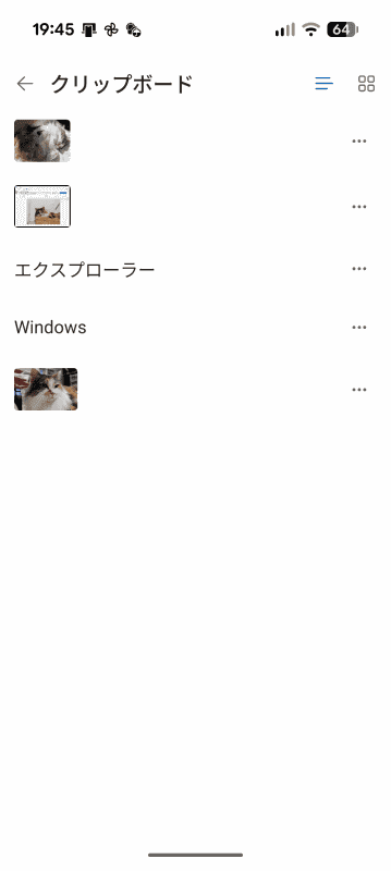 写真が転送（Windowsのクリップボードにコピーした画像がファイルとして保存）されている