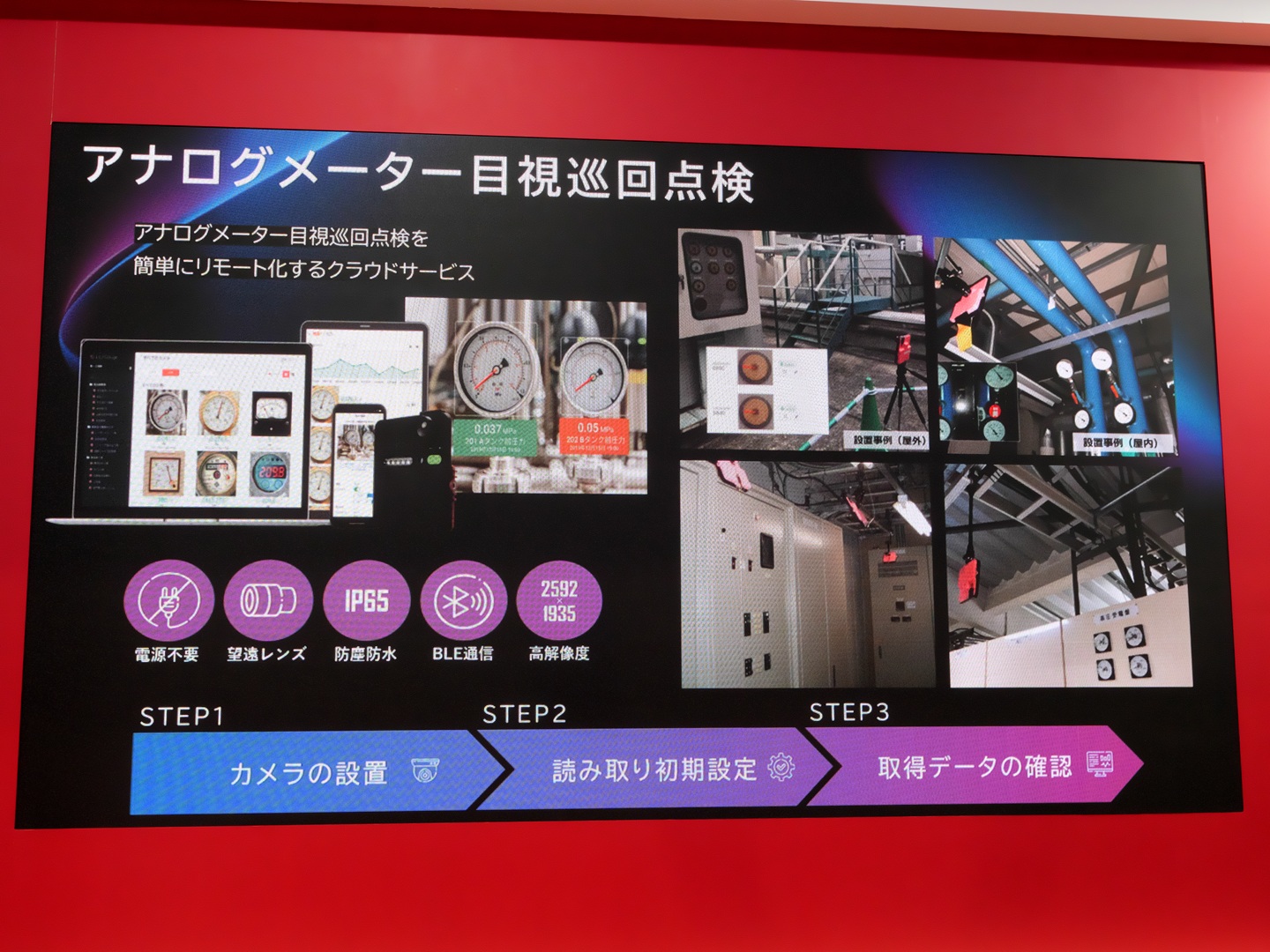 アナログメーターの目視巡回点検をリモート化できる