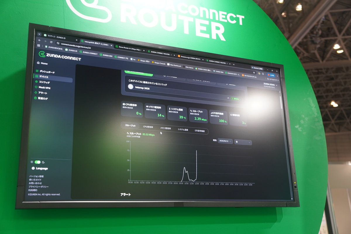 クラウドのコンソール。ルーター自身や、ポート、ネットワークの状態を見られる