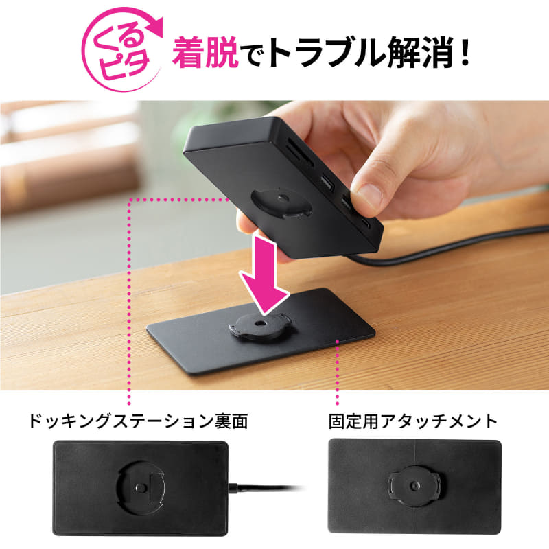 回すだけでアタッチメントから本体を脱着できる
