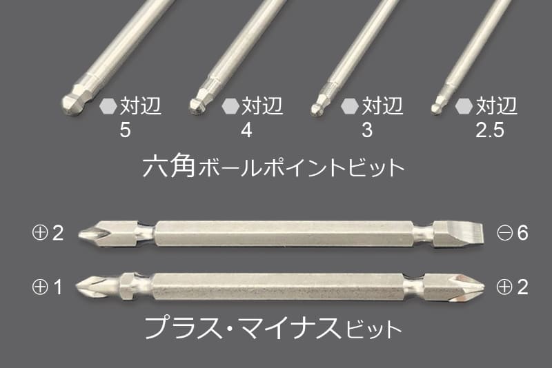 6本のビットが付属する