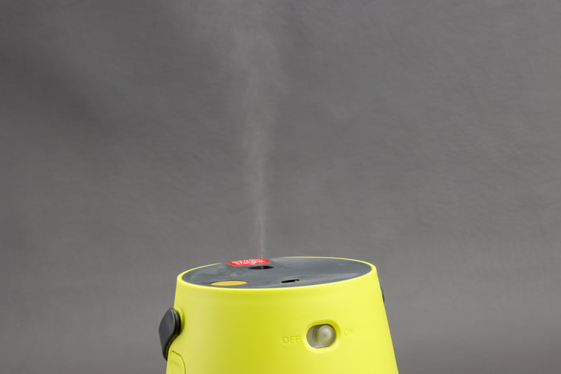 噴霧された状態。目視で噴霧状態が見える