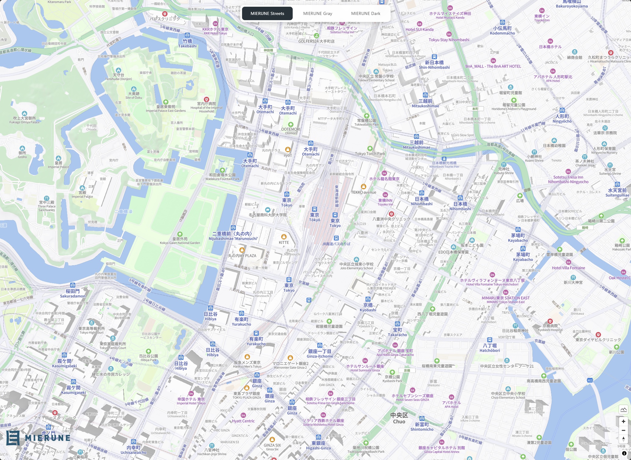 MIERUNE地図タイル（Streets）