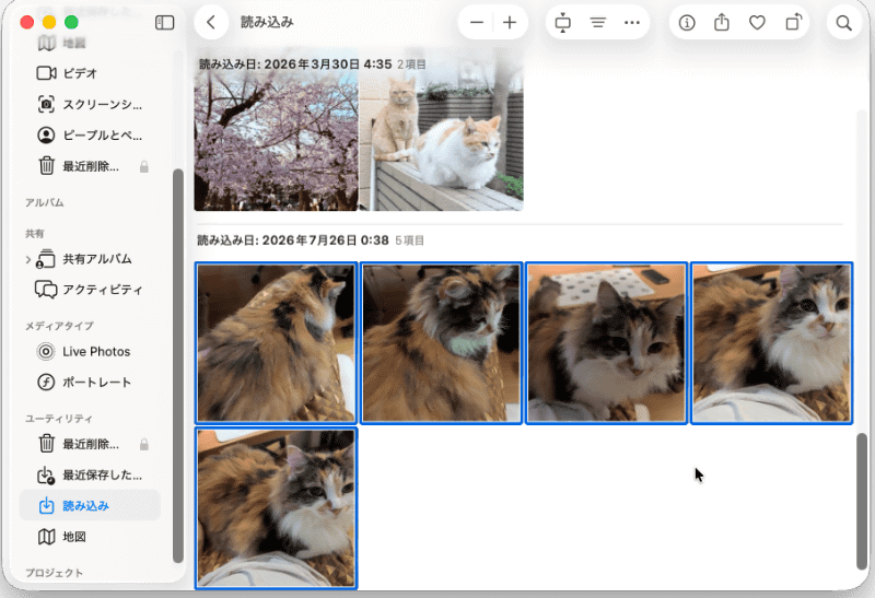 「写真」アプリに読み込まれる