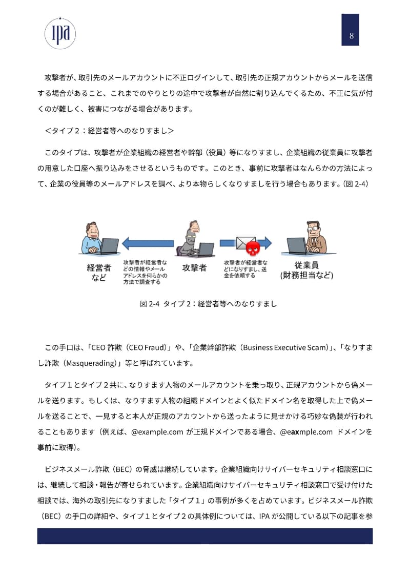 <a href="https://www.ipa.go.jp/security/support/rcu1hd0000019vmo-att/20260803_1.pdf" class="strong bn" target="_blank">企業組織を狙う攻撃メールの手口とその対策</a>より