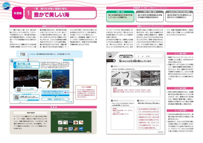 教材の例。教員のための「朱書編」なども用意されている