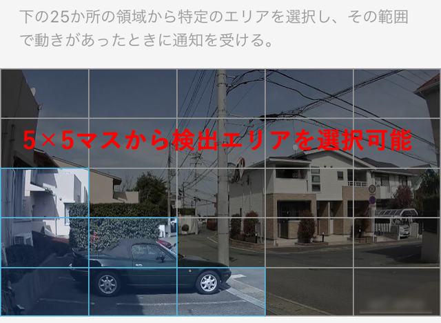 国内メーカー 2。5×5マスから検出エリアを選択