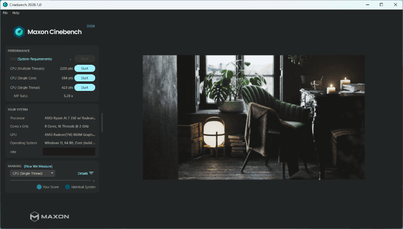 Cinebench 2026の結果