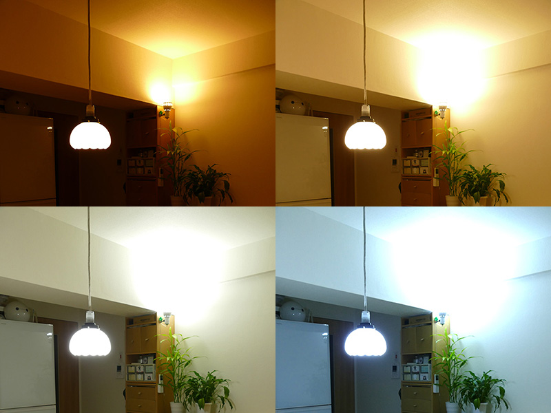 スイッチ1つで4つの白色光が演出できる