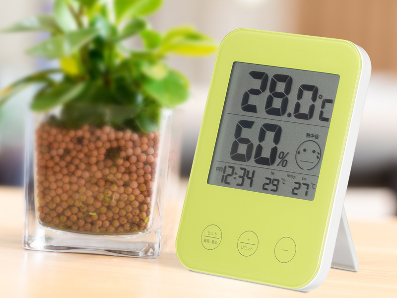 熱中症・インフルエンザ警報付きデジタル温湿度計 DO02