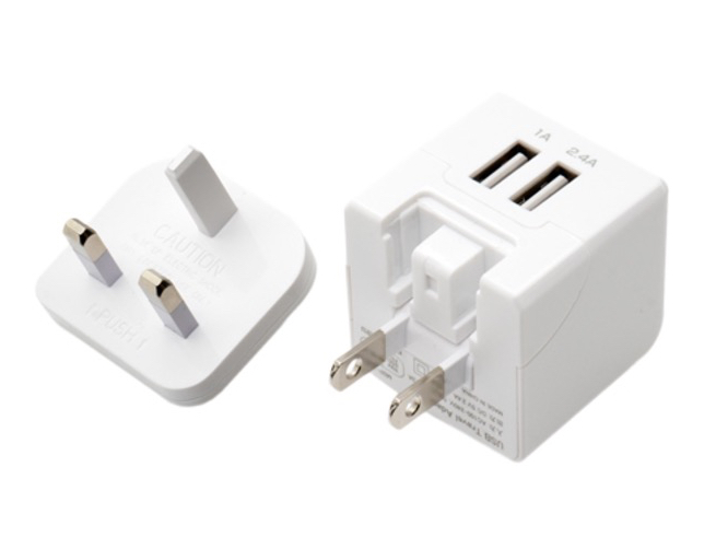 海外でも日本でも使える 変換プラグ付きUSB-ACアダプタ「MBP-Tシリーズ」(写真はBFタイプ)