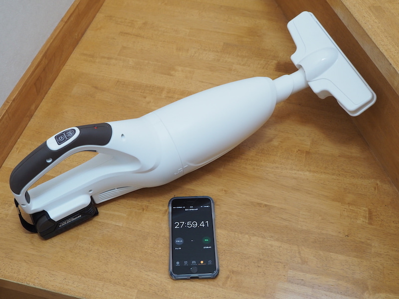 掃除開始から28分弱で突然バッテリーが切れた