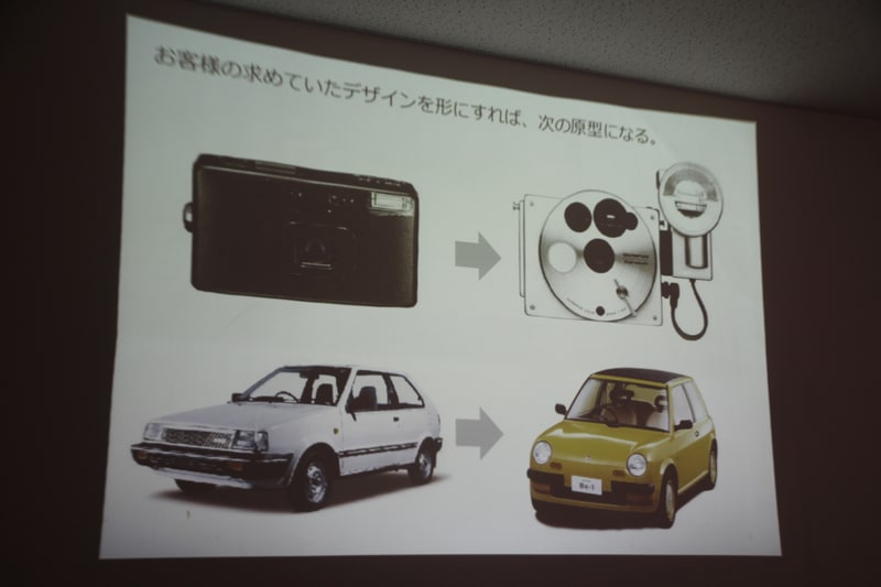 1987年に発売された日産の小型車「Be-1」。当時は奇抜なフォルムと言われていた