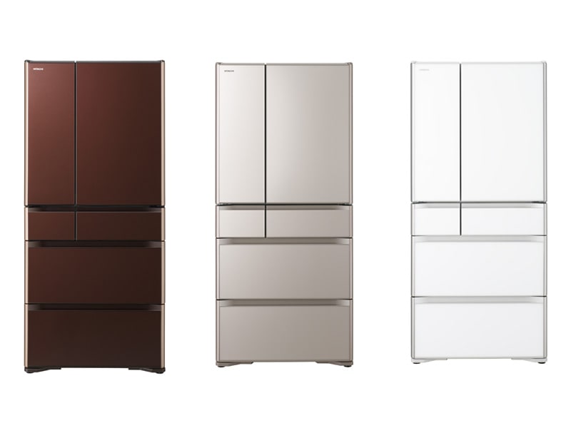 日立アプライアンス「<a href="https://kaden.watch.impress.co.jp/docs/news/1074605.html"target=“_blank">真空チルドXGシリーズ R-XG6700H</a>」(定格内容積：670L)。食品の酸化を抑え、鮮度や栄養素を長持ちさせる「真空チルド」を搭載。エチレンガスやニオイ成分を分解する能力を高めた新プラチナ触媒(ルテニウム配合)が、肉や魚をより長持ちさせる。冷蔵スペースには、約2℃の「スポット冷蔵」モードにできるスペースを備え、特に「オート急冷却スペース」では50℃以下の鍋を入れることも可能。実勢価格：401,760円