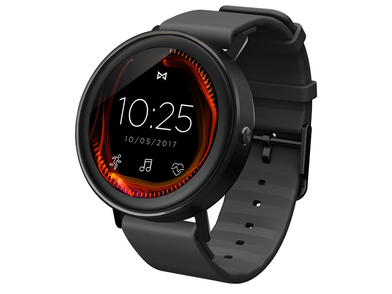 心拍センサー付きのスマートウォッチ「Vapor(ヴェイパー)」。ブラックステンレススティールケース×ブラックシリコンストラップ(MIS7000)