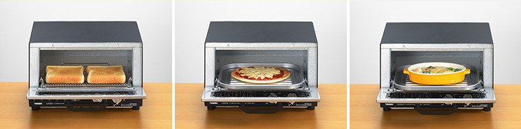 直径25cmのピザや4枚のトースト、グラタンなどを調理できる