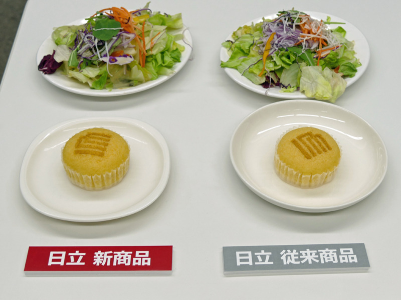 ラップをせず冷蔵室で1日保存したサラダとケーキは、みずみずしさが残る