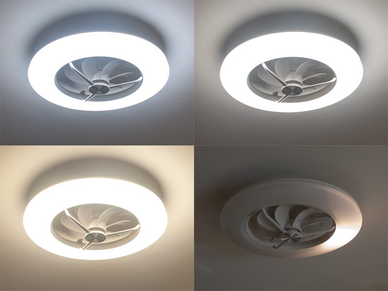 「さわやか」「全灯」「くつろぎ」「常夜灯」の点灯状態比較