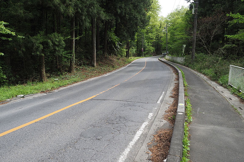 うちの近くの丘陵地帯にある、丘陵の峠越えをする坂道。そこそこの勾配と距離があるので、自転車で越えようとすると息切れしがち。しかしRIDGE-RUNNERだと口笛を吹きながら峠越えできます、マジで！