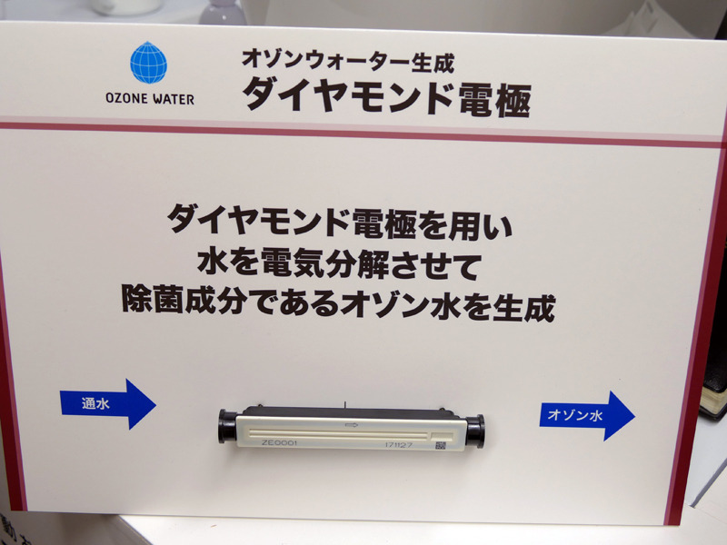 オゾンウォーターは、ダイヤモンド電極で水を分解して生成される