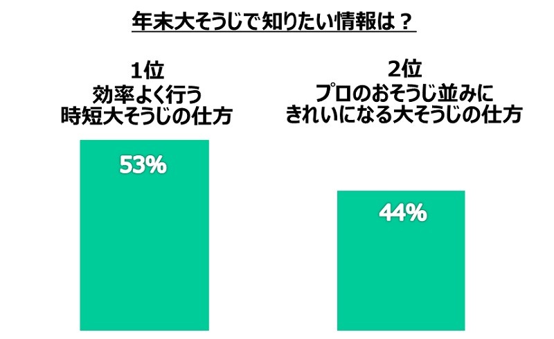 年末大掃除で最も知りたい情報は、「効率良く行なう時短大掃除の仕方」(52.8%)
