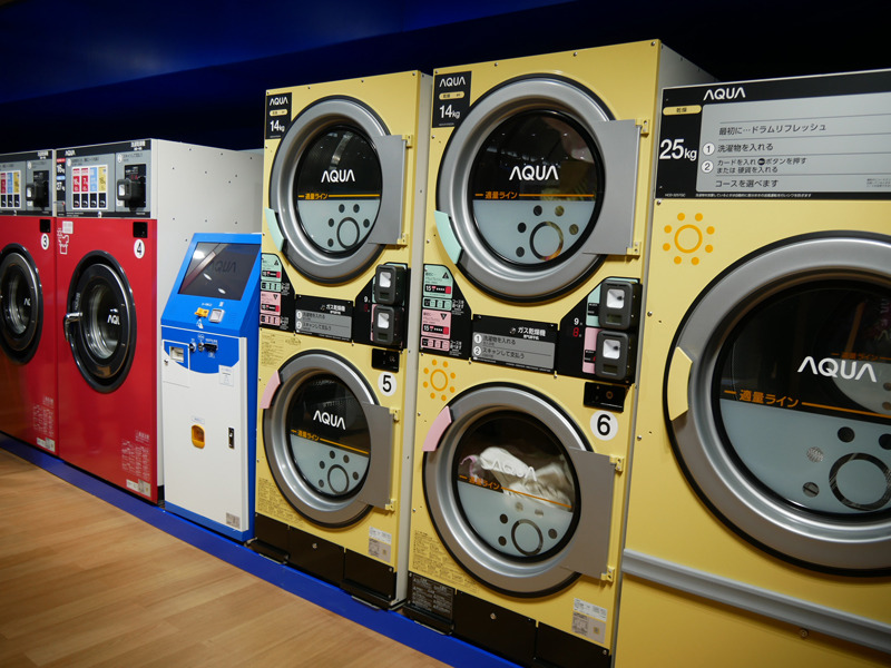 日本で展開しているコインランドリー向けの製品を展示。表示は日本語になっていた