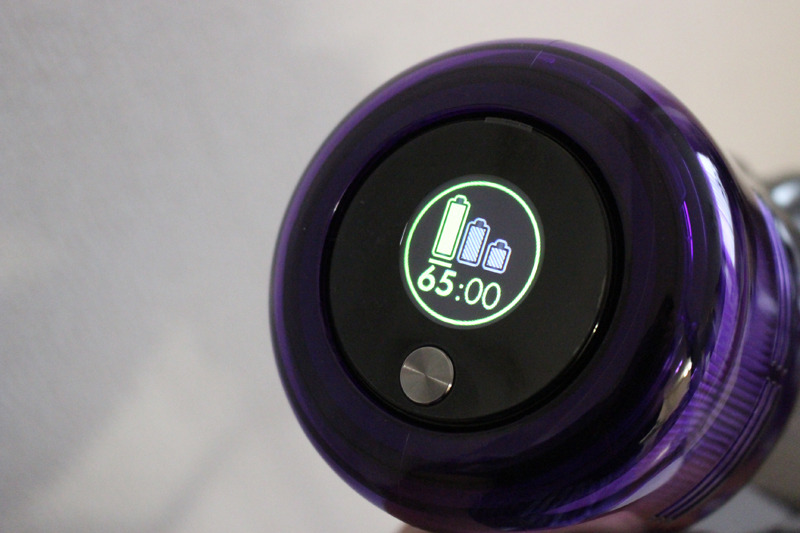 残り時間表示は、運転中に表示される。エコモードは65分とスペックより長い!