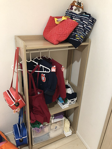 最終的には、こんな感じで登園グッズが一通り収納できた