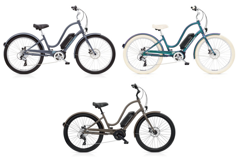 こちらはレディースで、トップチューブが下に湾曲していて足を通しやすいのが特徴的。カラーバリエーションは3色で、Cosmic Grey(左上)、Aurora Metallic(右上)、Blass Satin(中央下)