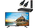 シャープの40型4K液晶テレビと4Kチューナー、HDMIケーブルの