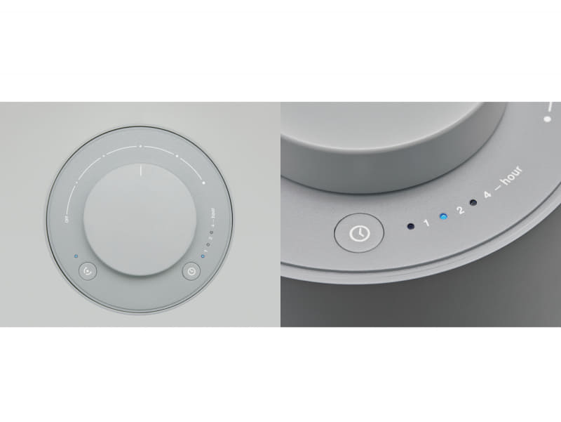 シンプルな操作部。5段階温度調節、オフタイマーも搭載