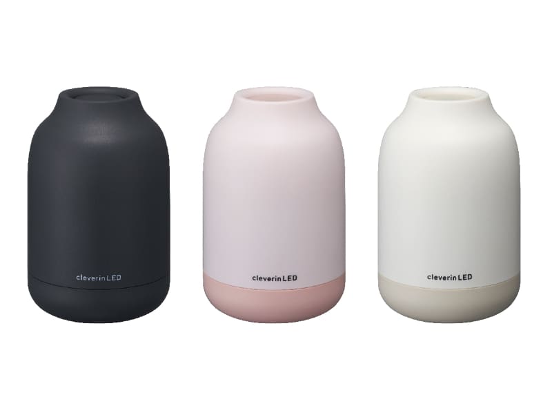 「PIERIA クレベリンLED搭載 除菌・消臭器」。(左)ポットタイプ、(右)スクエアタイプ