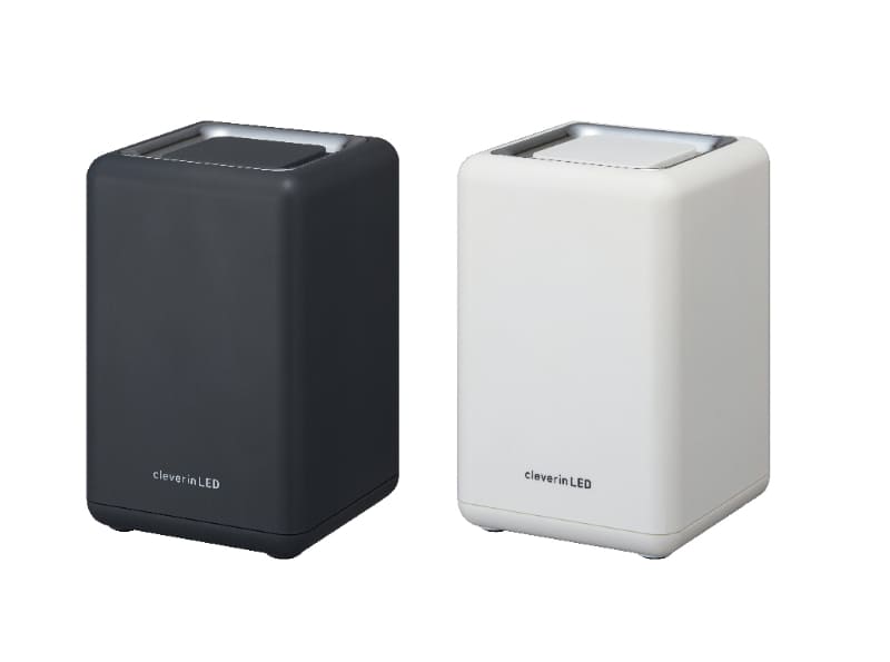 「PIERIA クレベリンLED搭載 除菌・消臭器」。(左)ポットタイプ、(右)スクエアタイプ