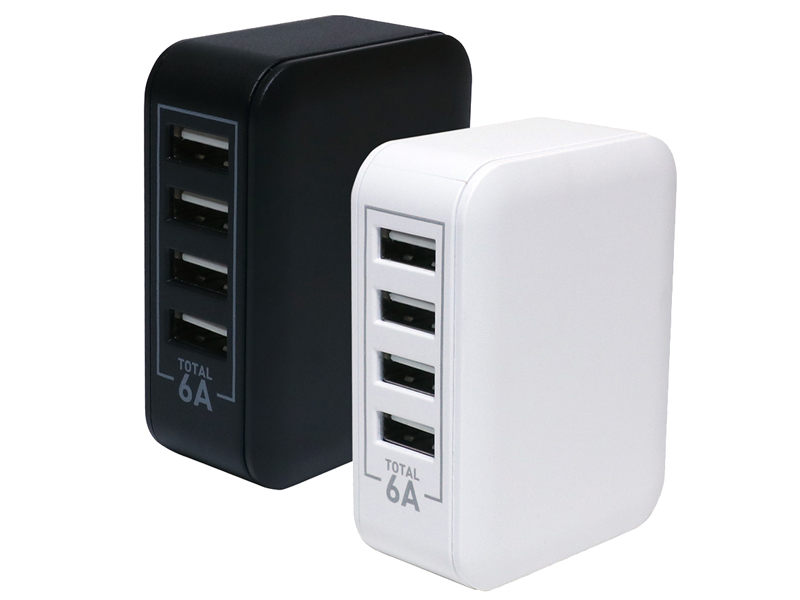 5V6A対応 USB-ACアダプタ 4ポートタイプ「IPA-60U」