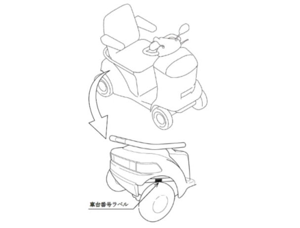 部品交換を行なった対策済み車両には、台車番号ラベル右側に対策実施済みシール(白色丸シール)が貼り付ける