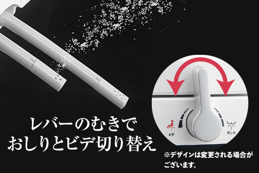 おしり洗浄とビデ洗浄は別のノズルになっている。操作はレバーひとつで簡単に行なえる