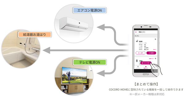 シャープの専用アプリ「COCORO HOME」で、大阪ガス、ノーリツ、リンナイのガス給湯器などが操作可能になる