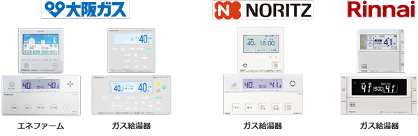 各社のガス給湯器やエネファームが対象