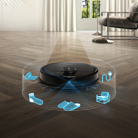 回避した障害物の位置を専用アプリのAIマップに未清掃エリアとして表示。清掃終了後に障害物を移動すれば、ロボット掃除機が自動で未清掃箇所へ移動して再清掃