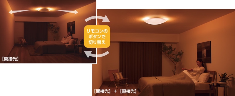 間接光が壁をほんのり照らす「間接光搭載モデル」