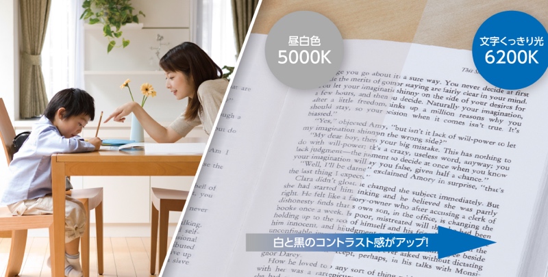 読書などに最適な「文字くっきり光」を搭載