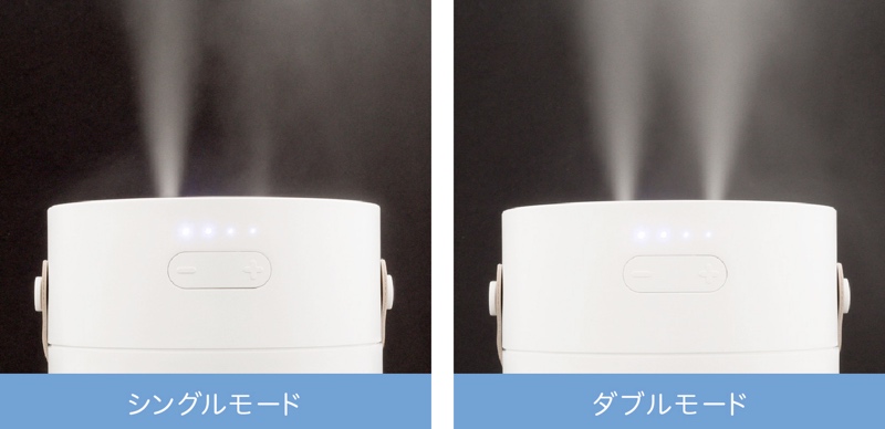 2つの噴霧口を搭載。シングル/ダブルの切り替えなどが可能