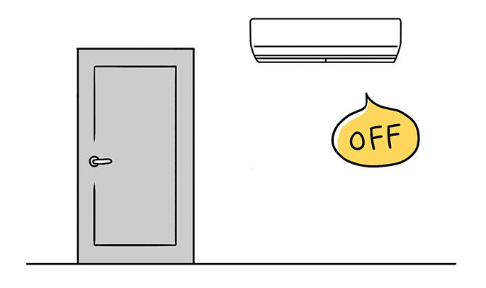 「オートオフ機能」は、人がいなくなって約3時間経つと自動で運転オフ