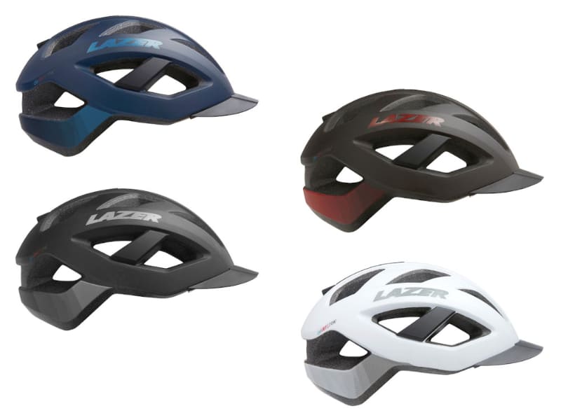 LAZER CAMELEONの国内サイズ展開はM(55～59cm)とL(58～61cm)で、カラーはマットダークブルー、マットブラックレッド、マットブラックグレー、マットホワイトがラインナップされています。重量はMサイズが265g。価格は7,700円