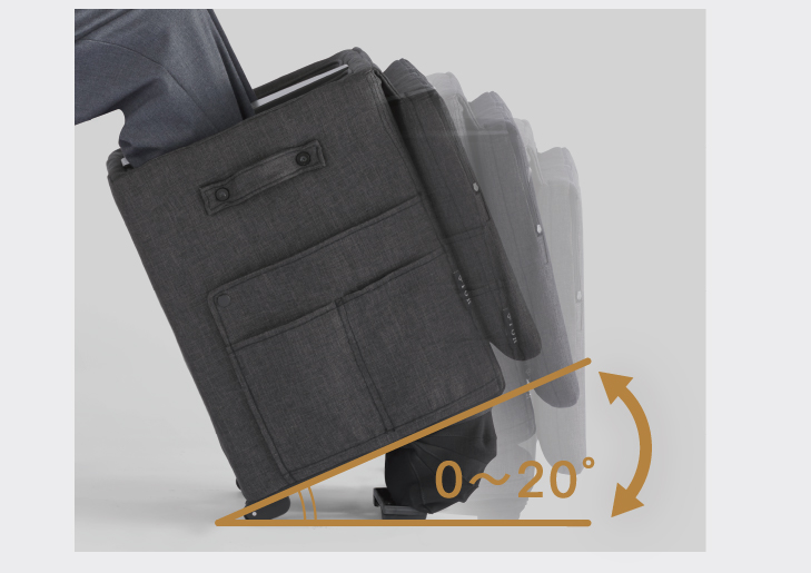 0〜20度までの無段階でリクライニング