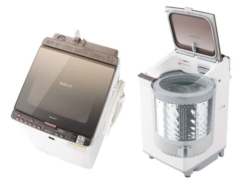 洗濯槽が縦に配置されている「縦型洗濯機」(写真はシャープの「ES-PX10」)