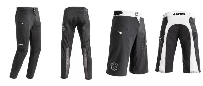 LEGACY MTBパンツ(左)、LEGEND MTBショーツ(右)。価格はパンツが21,670円で、ショーツが17,270円